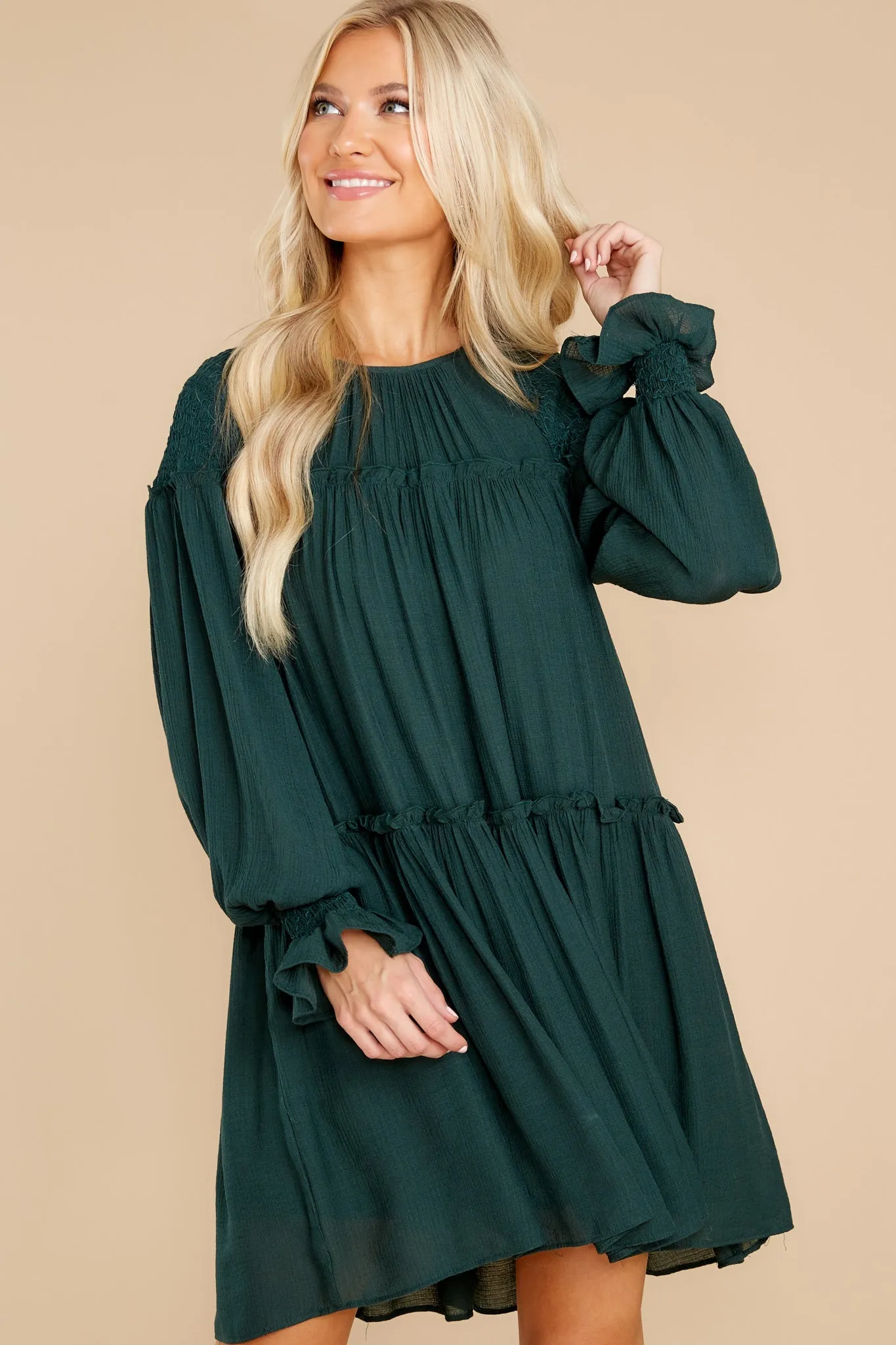 Feeling Grateful Dark Green Dress