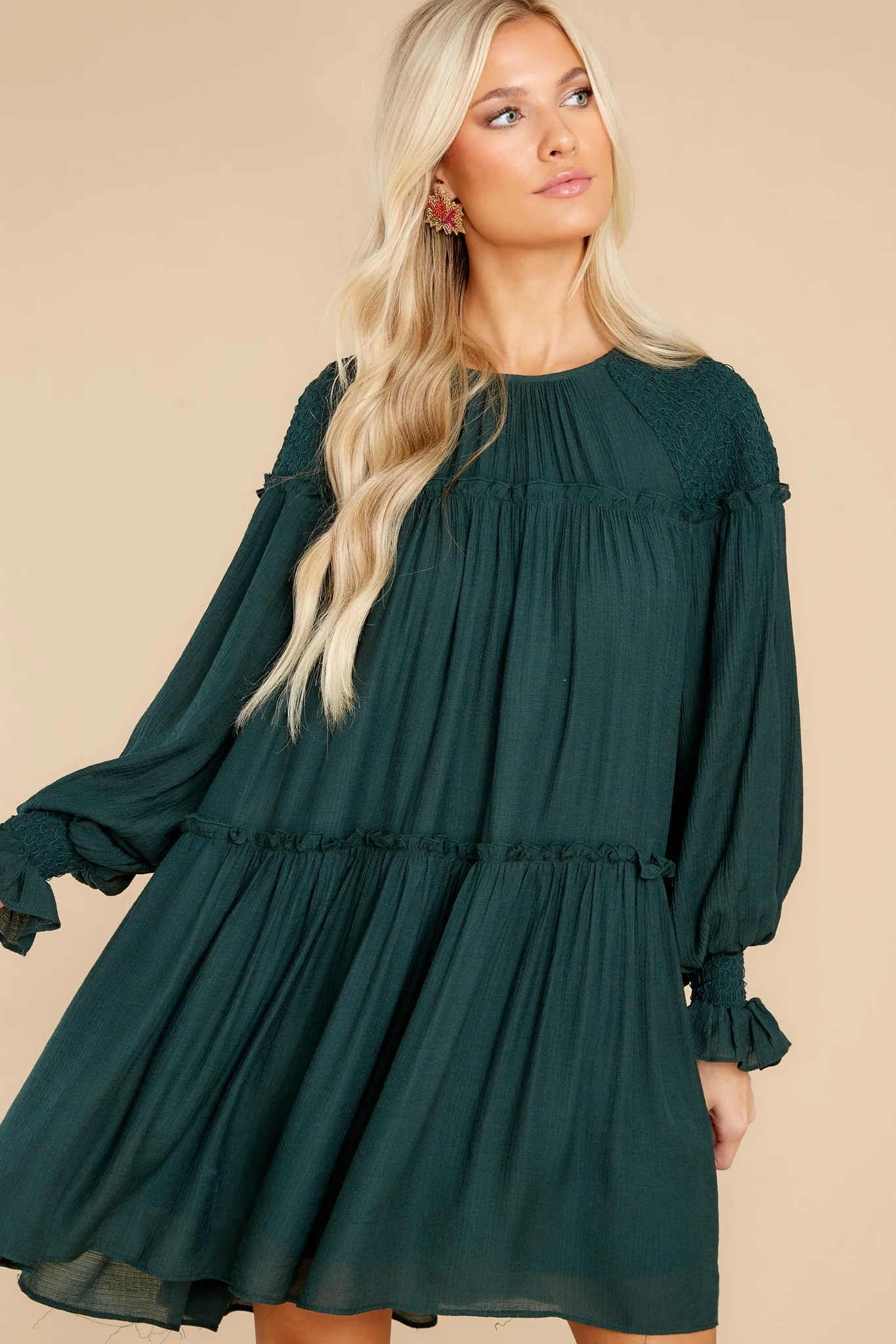 Feeling Grateful Dark Green Dress