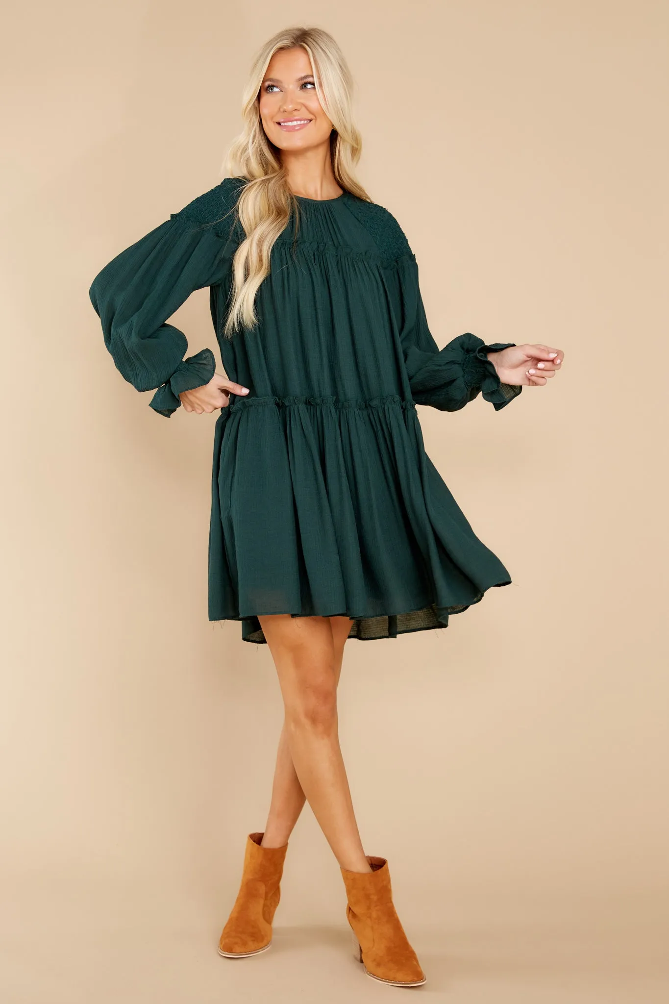 Feeling Grateful Dark Green Dress