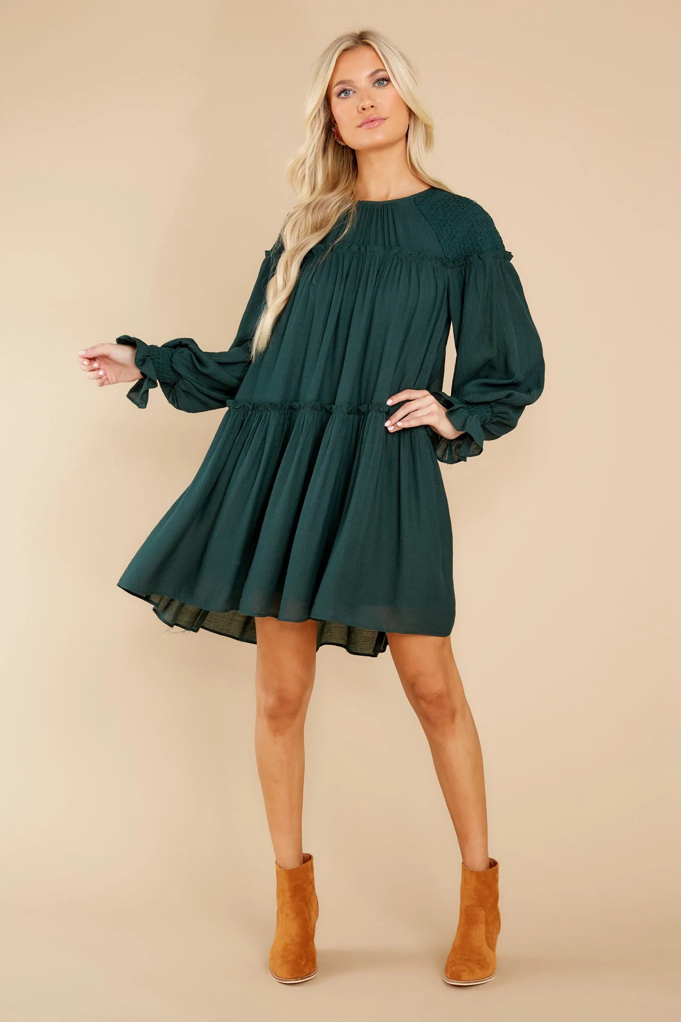 Feeling Grateful Dark Green Dress