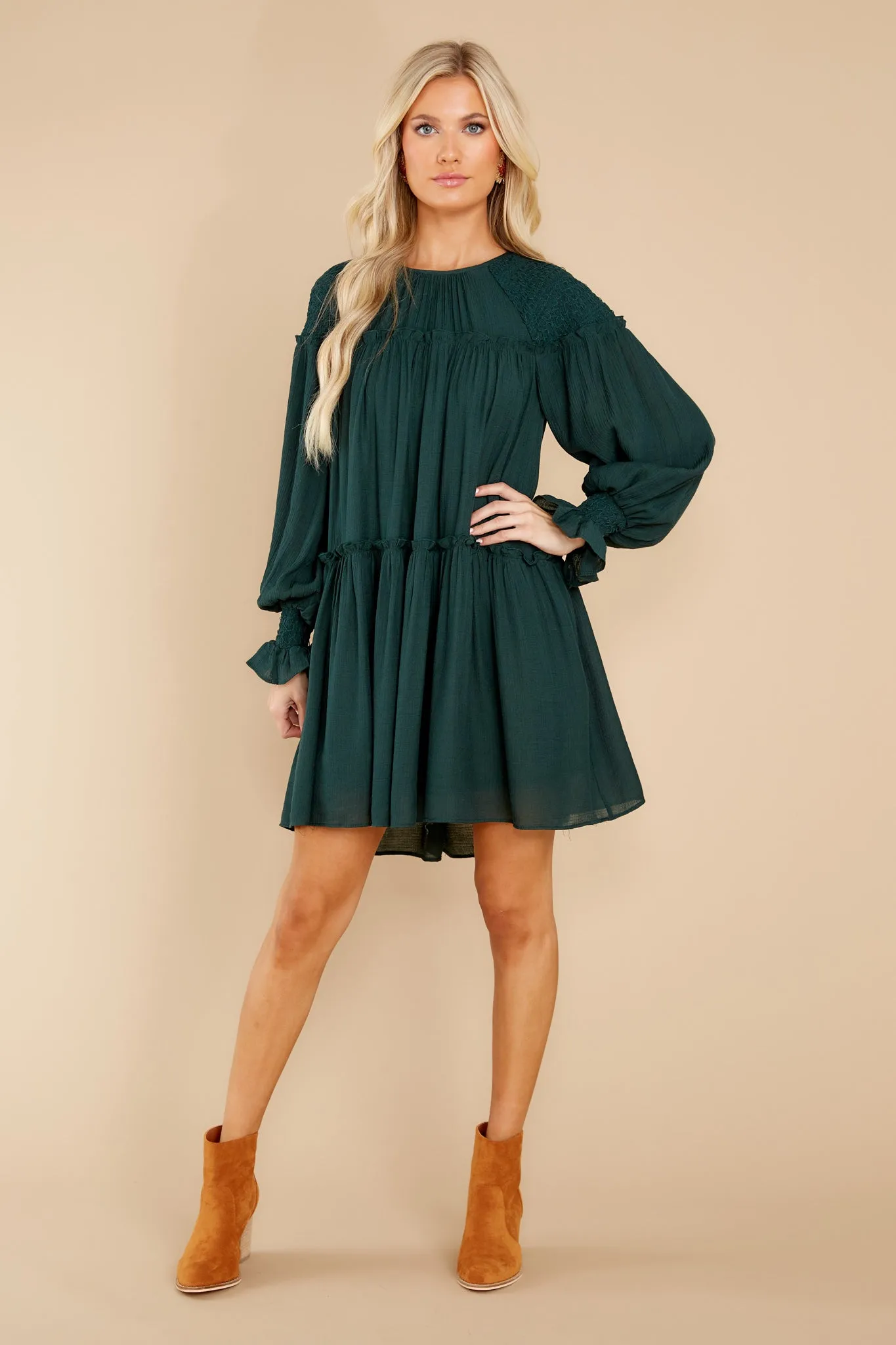 Feeling Grateful Dark Green Dress