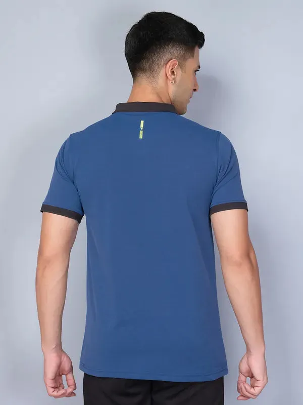 Men Colorblock Slim Fit Polo T-shirt with ELASTO PLUS
