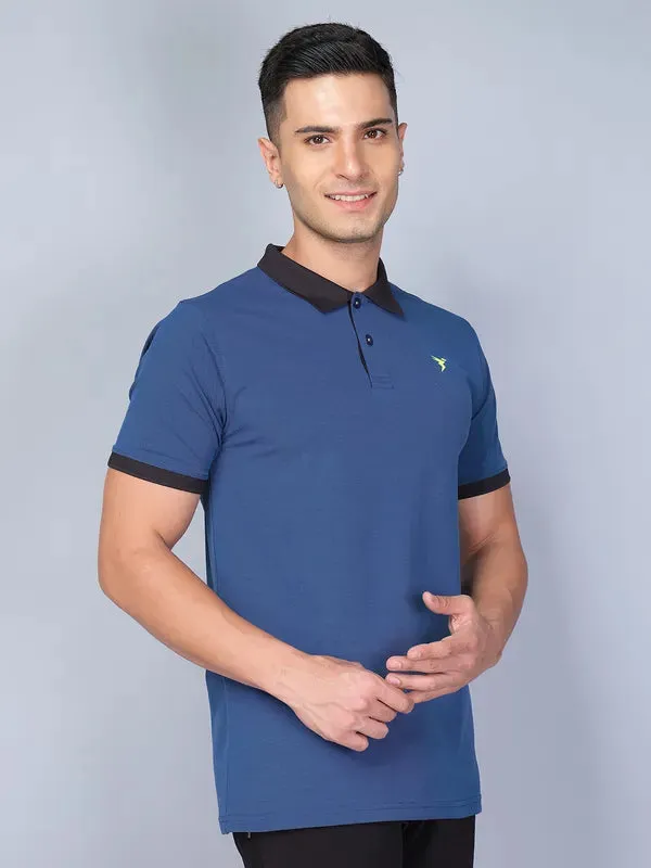 Men Colorblock Slim Fit Polo T-shirt with ELASTO PLUS