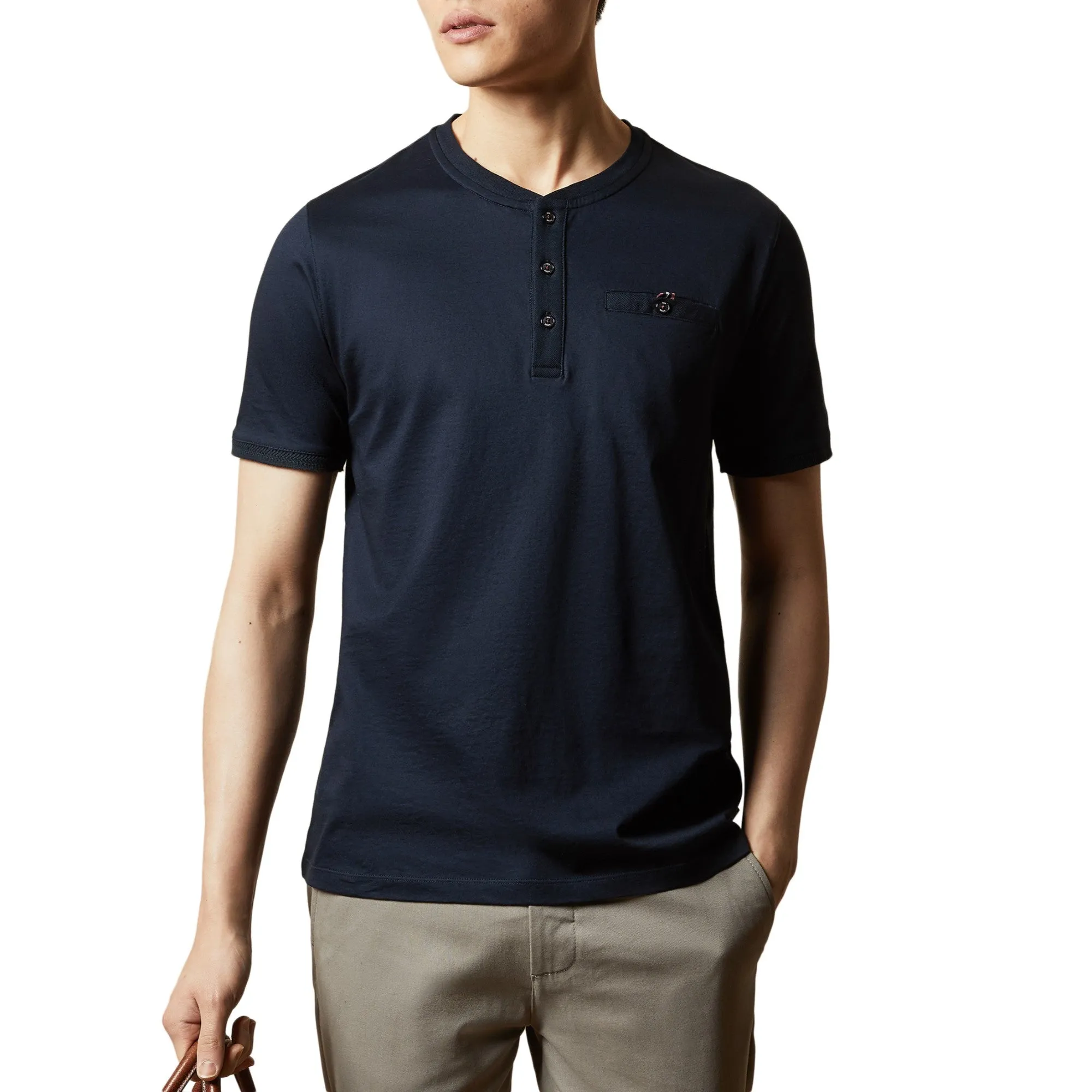 Men Sirma-Ss Henley T-Shirt - Dark-Navy